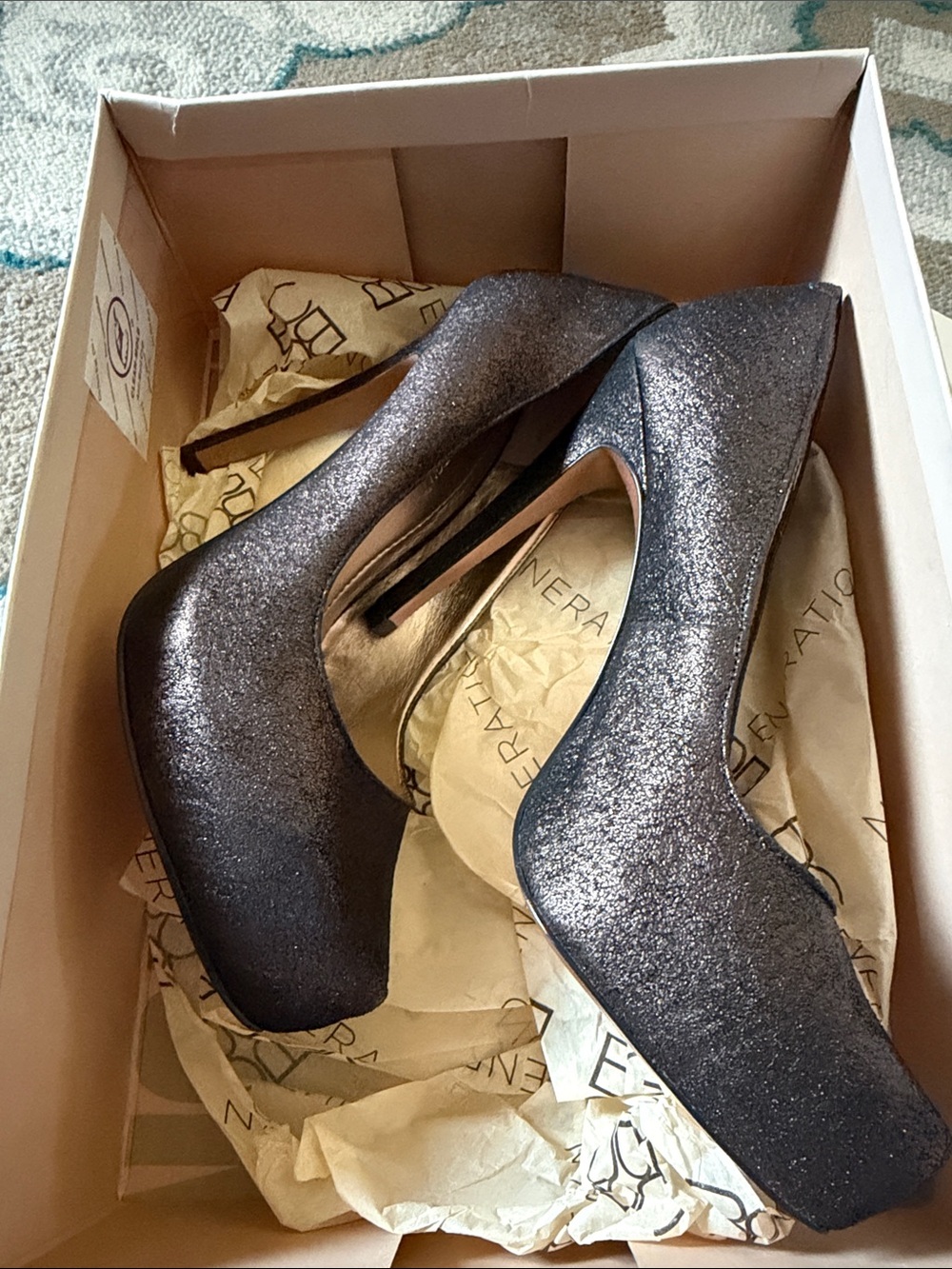 Glitter Platform High Heel Pumps - Dark Silver